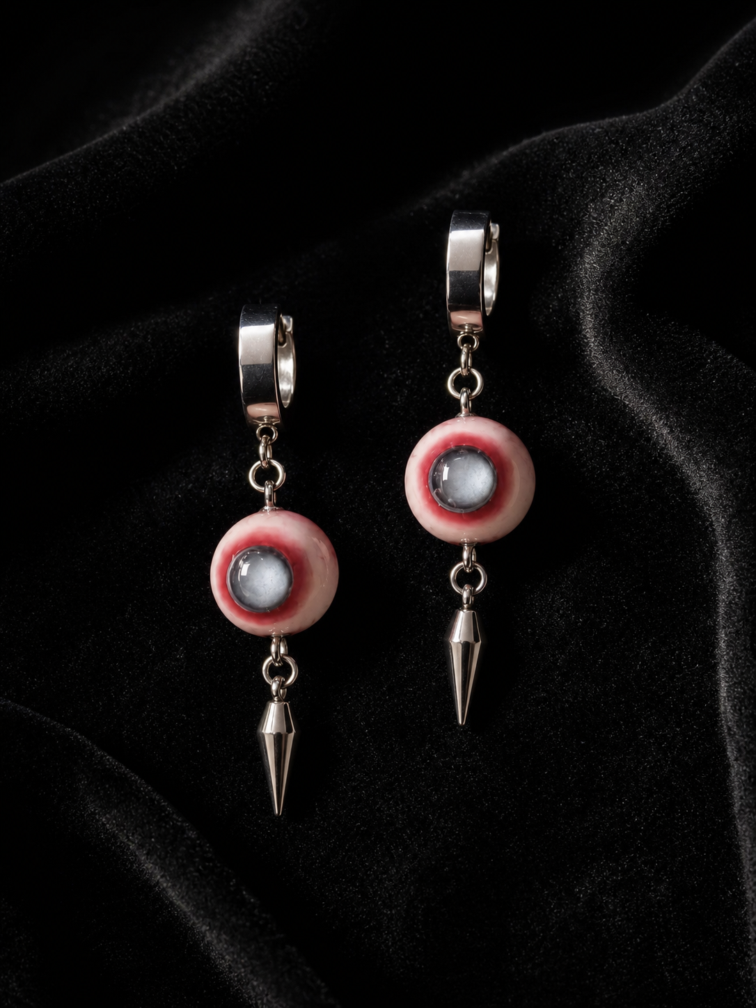 Afterimage Spike Earrings - 04_grey_orbit_spike_earrings_black_velvet_3x4.png