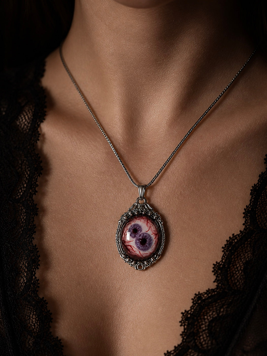 Twin Oracle Reliquary Necklace worn